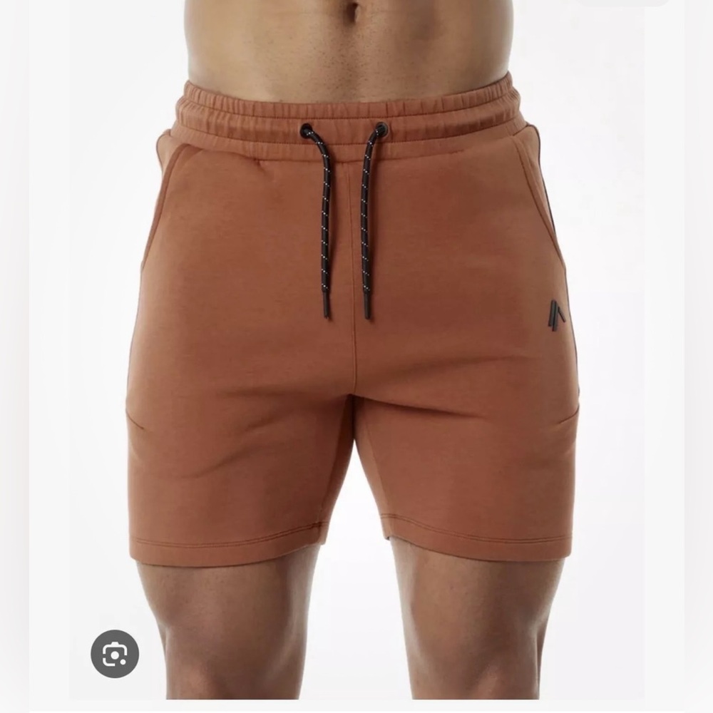 Alphalete Men's Athletic Shorts Burnt Orange with Black Drawstring